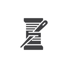 Thread spool with needle vector icon