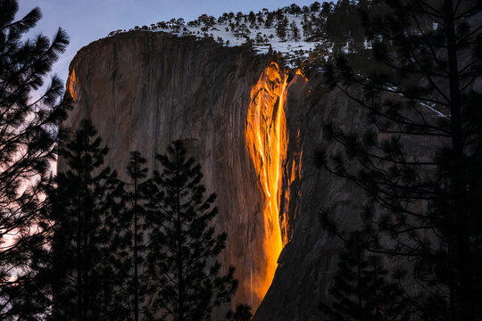 Yosemite Firefall in California at Sunset