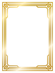 decorative frame , ornament frame , art deco gold vintage frame , line geometric frame , wedding label card png transparent background isolated on white background illustration ready to use