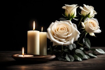 Obraz na płótnie Canvas candle and rose
