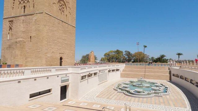 Panoramic view of Hassan Tower, Rabat, Morocco with intricate architecture