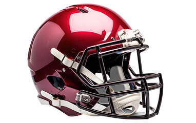 Shinning Red American Football Helmet Isolated on Transparent Background PNG.