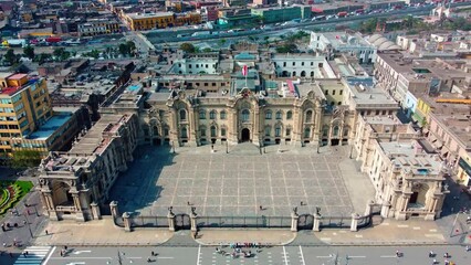 Lima Peru's Capital presidential Dina Palace center of Power in South Amrica Dina Boularte office people int the downtown area and amazing landscape