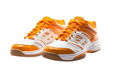 Cute Orange Badminton Shoes Isolated on Transparent Background PNG.