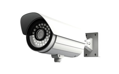Modern White CCTV Camera Isolated on Transparent Background PNG.
