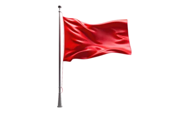 Fotobehang Stunning Red Corner Flag Isolated on Transparent Background PNG. © Haider