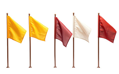 Collection of Colorful Corner Flag Poles Isolated on Transparent Background PNG. - obrazy, fototapety, plakaty