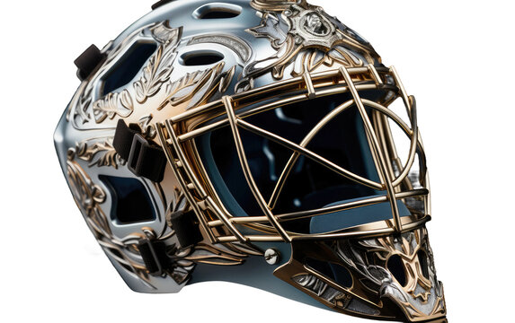 Strong Ice Hockey Goalie Mask 3D Isolated on Transparent Background PNG.