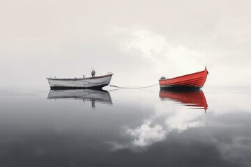 red boat under white as difference concept. Generative AI
