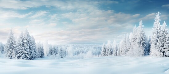 snowy forest in winter landscape - obrazy, fototapety, plakaty