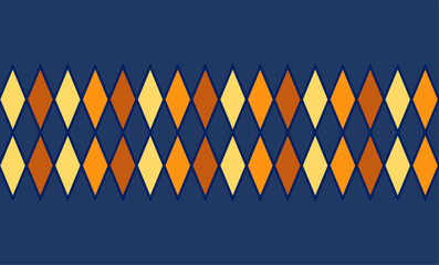 Naklejka premium brown, yellow and orange diamond repeat seamless on blue background, fabric print design, wallpaper, backdrop, t-shirt screen paint, Oktoberfest 