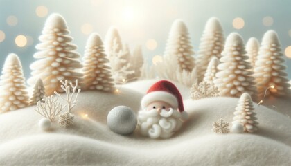 Fototapeta na wymiar Tranquil Santa Claus-Themed Winter Landscape