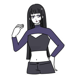 Fototapeta premium k-pop風女性アイドル（黒髪ロングストレート、へそ出しクロップドトップス）