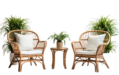 Fabulous Looking Rattan Furniture Isolated on Transparent Background PNG.