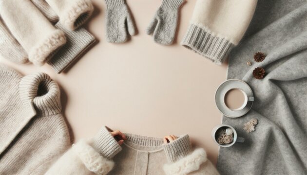 Peaceful Winter Vibe: Flatlay with Model in Soft Felt Wear