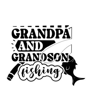 grandpa and grandson fishing svg design