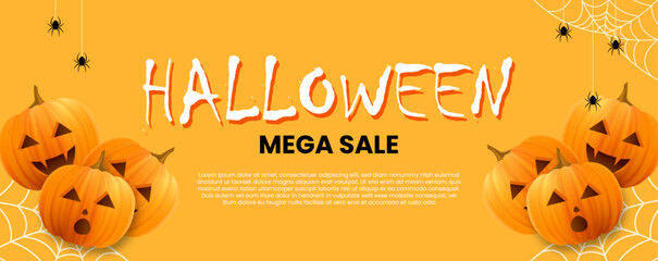 Naklejka premium Halloween Banner Design. Editable file