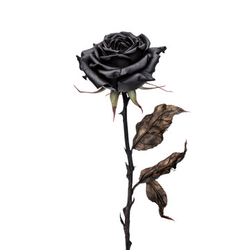 Dried black rose isolated on transparent background,transparency 