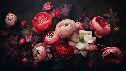 Beautiful pink and red colored flower background