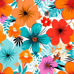 Fototapeta na wymiar fabric pattern, seamless pattern flowers