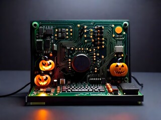 Haunted Circuit Board: Halloween Tech Spectacle Generated by AI