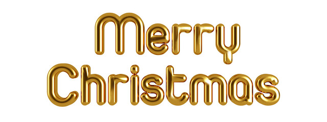 Merry christmas gold text in 3d rendering isolated