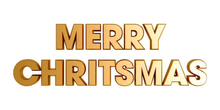Merry christmas gold text in 3d rendering isolated