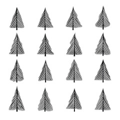 Stylized trees, Christmas tree, isolated on white background, vector design