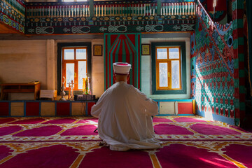  An interior view from the historical Camii Mosque in Artvin Macahel Camili Village. The mosque is famous for its hand painted and wooden ornaments.