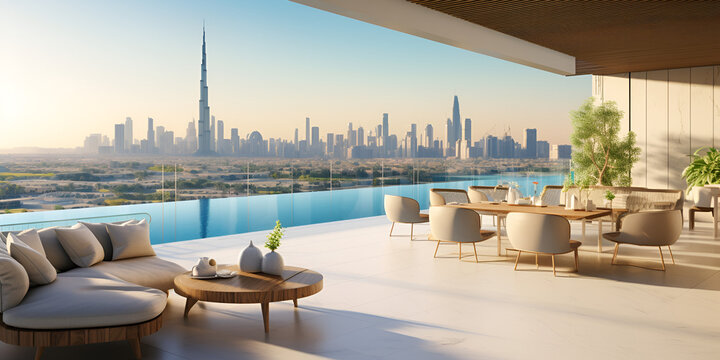 Living Room with Panoramic Cityscape, "Contemporary Living Room with Panoramic City View"