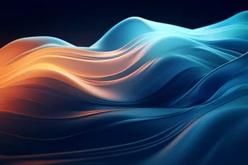 Fotobehang Visually captivating dynamic abstract background with fluid motion and wave-like particles suited for various design purposes. Generative AI © Donald