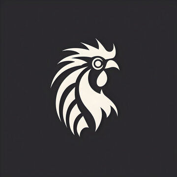 a sleek logo monocrome of geometric rooster, vector style, simple logo