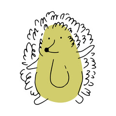Draw vector illustration character cute hedgehog