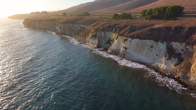 Gaviota Coastline California Aerial Sunset Drone