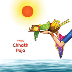 Traditional happy chhath puja festival of bihar holiday card background