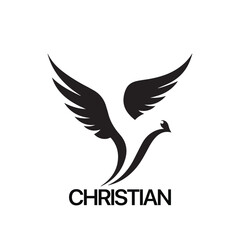 Obraz premium Christian Logo template with dove, pigeon. Black and white christian holy spirit symbol.