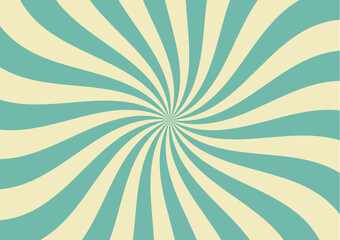 Carnival stripe rays background layout, retro spiral circus poster with radial burst, vector sunlight. Funfair carnival background of pinwheel stripes or blue and beige sunbeam radial rays pattern - obrazy, fototapety, plakaty