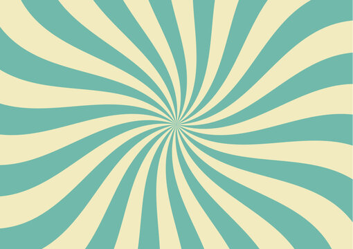 Carnival stripe rays background layout, retro spiral circus poster with radial burst, vector sunlight. Funfair carnival background of pinwheel stripes or blue and beige sunbeam radial rays pattern