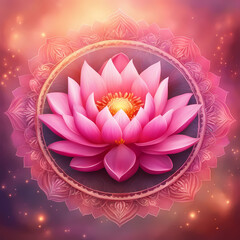 Illustration of pink lotus flower.