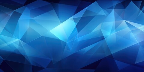 Fototapeta premium Abstract Geometric in Blue: An abstract illustration predominantly in blue, composed of angular geometric shapes, dynamic lines, and an empty space in the center for adding text or a logo