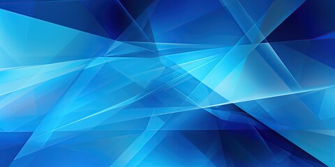 Abstract Geometric in Blue: An abstract illustration predominantly in blue, composed of angular geometric shapes, dynamic lines, and an empty space in the center for adding text or a logo - obrazy, fototapety, plakaty