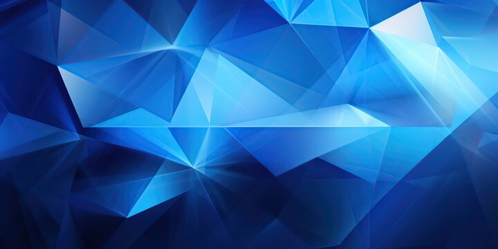 Abstract Geometric in Blue: An abstract illustration predominantly in blue, composed of angular geometric shapes, dynamic lines, and an empty space in the center for adding text or a logo