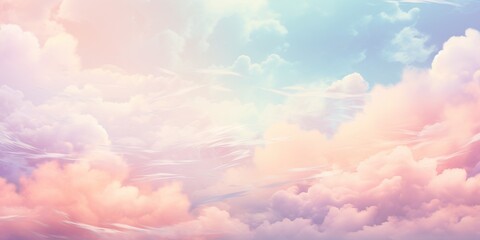Obraz na płótnie Canvas Cotton Candy Skies: An abstract depiction of soft, pastel-colored clouds, reminiscent of cotton candy, instilling a sense of calm and peace , abstract wallpaper background