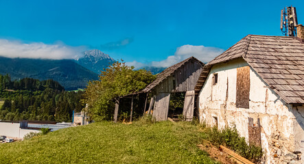 Fototapeta na wymiar Alpine summer view near Niederolang, Valdaora di Sotto, Pustertal valley, South Tyrol, Italy