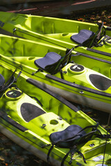 Green Kayak on a lake in Matka Canyon
