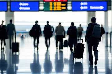 Fototapeta premium Airport with blurred individuals people