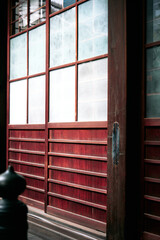 Closed Wooden Doors at a Local Buddhist Temple in Nagoya, Japan
