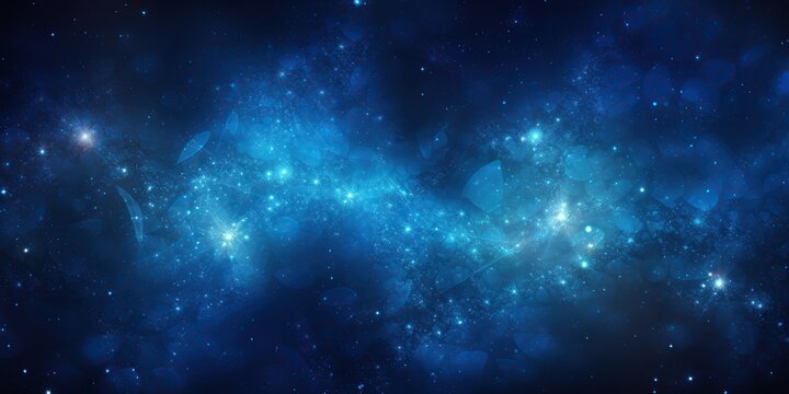 Digital Universe in Cosmic Blues: An abstract digital interpretation of the universe in cosmic shades of blue, with a clear area at the bottom for promotional conten , abstract wallpaper background