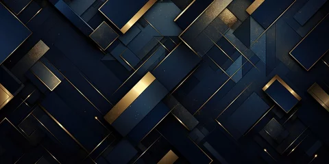 Fotobehang Elegance in Midnight Blue and Gold: An image that captures elegance with a deep midnight blue background adorned with shimmering gold elements, producing a luxurious and opulent atmosphere. © AlexRillos