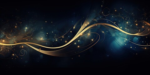 Elegance in Midnight Blue and Gold: An image that captures elegance with a deep midnight blue background adorned with shimmering gold elements, producing a luxurious and opulent atmosphere.